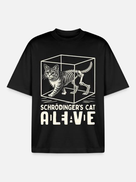 Schrödinger's Cat Dead And Alive - Boxy Heavyweight Unisex Organic T-Shirt by Stanley/Stella - black