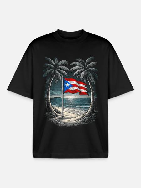 Puerto Rico Boricua - Boxy Heavyweight Unisex Organic T-Shirt by Stanley/Stella - black