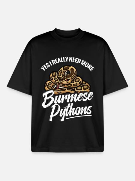 Python-Liebhaber Schlangen-Mama Terrarium-Reptilien-Papa - Boxy Heavyweight Unisex Organic T-Shirt von Stanley/Stella - Schwarz