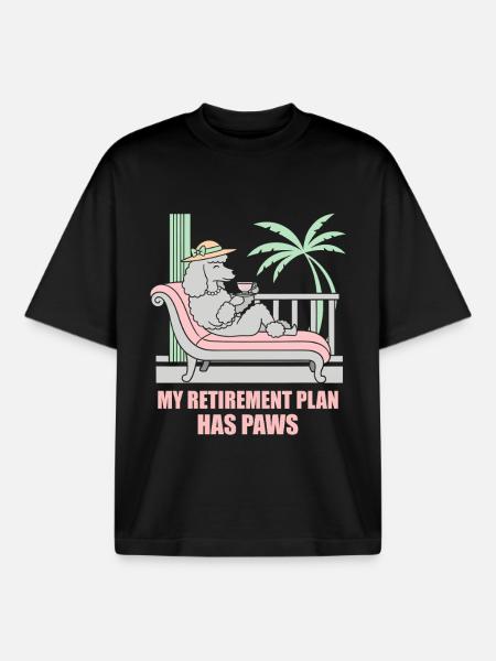 Retirement with paws poodle pension dog - Boxy Heavyweight Unisex Organic T-Shirt by Stanley/Stella - black