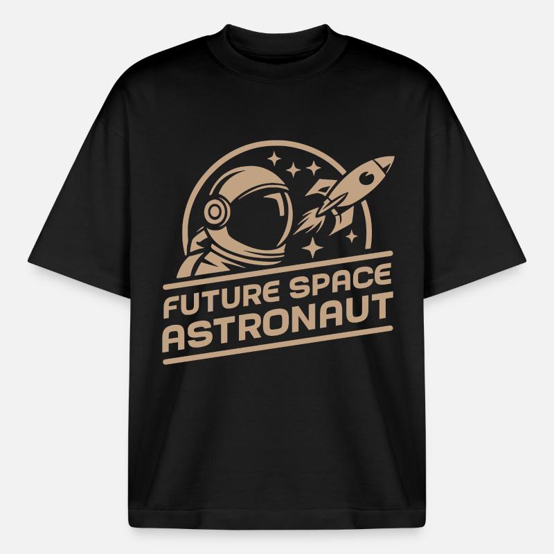 Future astronaute spatial : aventure rétro spatiale - T-shirt unisexe boxy épais biologique Stanley/Stella - noir