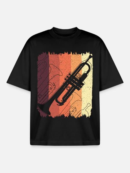 Trumpet Graffiti on Sunset Stripes - Boxy Heavyweight Unisex Organic T-Shirt by Stanley/Stella - black