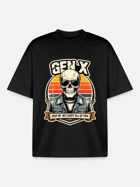 Skull Sunset Denim Rider - Boxy Heavyweight Unisex Organic T-Shirt by Stanley/Stella - black