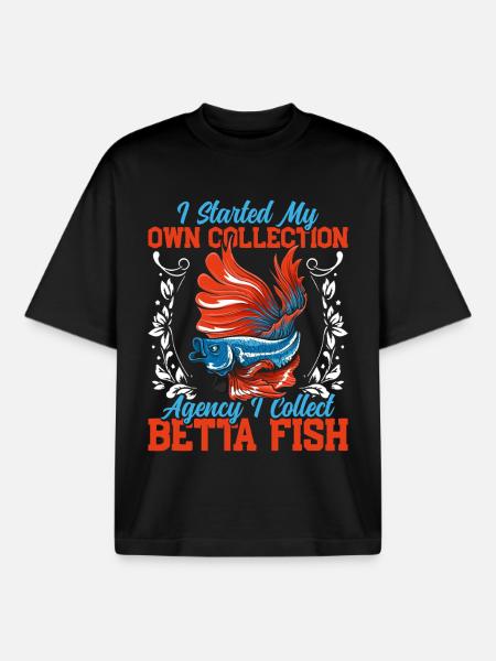 Siamese Fighting Freshwater Fishkeeper Aquarium - Boxy Heavyweight Unisex Organic T-Shirt by Stanley/Stella - black