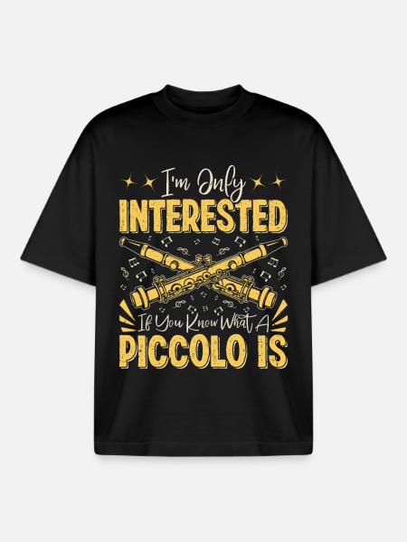Piccoloist Marching Band Instrument Musician - Boxy Heavyweight Unisex Organic T-Shirt by Stanley/Stella - black