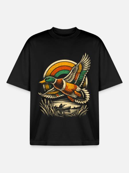 duck shooting - Boxy Heavyweight Unisex Organic T-Shirt by Stanley/Stella - black