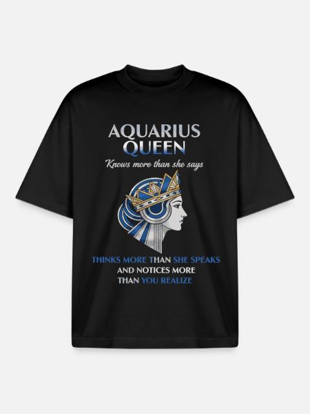 Aquarius Queen Zodiac Aquarius - Boxy Heavyweight Unisex Organic T-Shirt by Stanley/Stella - black