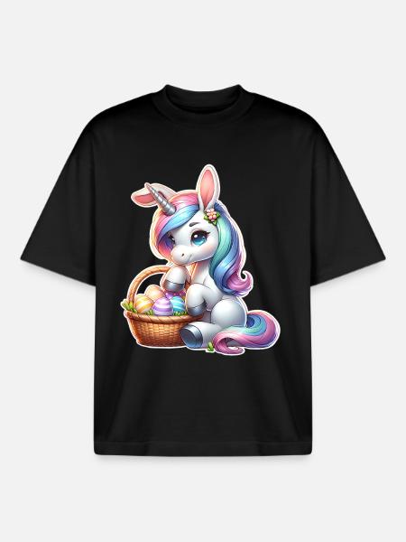 Einhorn Ostern - Boxy Heavyweight Unisex Organic T-Shirt von Stanley/Stella - Schwarz