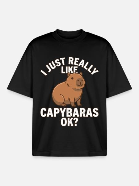 Capybara, I just really like capybaras - Boxy Heavyweight Unisex Organic T-Shirt by Stanley/Stella - black