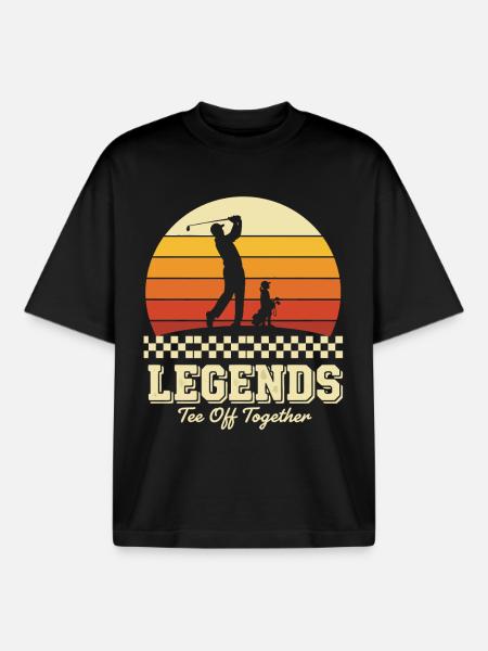 Golf Legenden Vater Sohn - Boxy Heavyweight Unisex Organic T-Shirt von Stanley/Stella - Schwarz