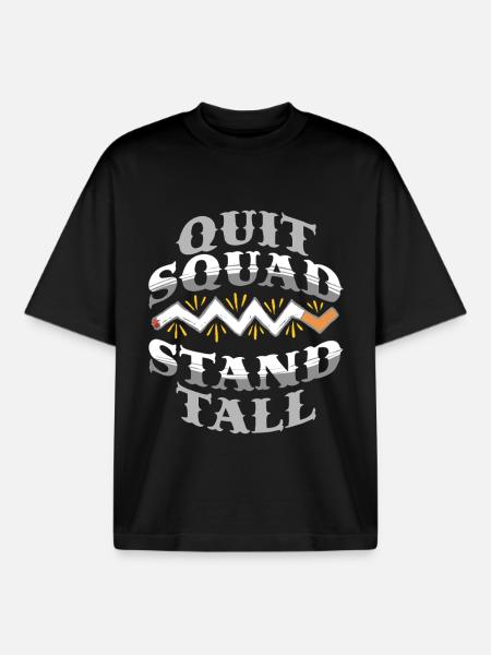 Non-smoker Ex Smoker Quit Squad - Boxy Heavyweight Unisex Organic T-Shirt by Stanley/Stella - black