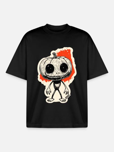 Pumpkin Night Creeper - Boxy Heavyweight Unisex Organic T-Shirt by Stanley/Stella - black
