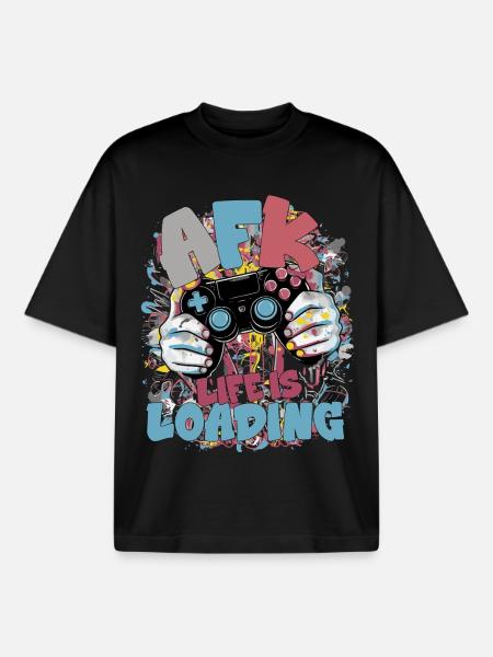 Life is Loading: Gaming Graffiti - Boxy Heavyweight Unisex Organic T-Shirt von Stanley/Stella - Schwarz