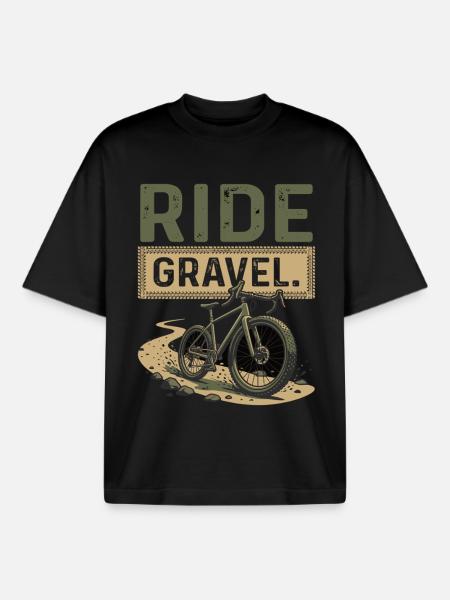 Aventure à vélo de gravier - T-shirt unisexe boxy épais biologique Stanley/Stella - noir
