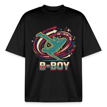 Breakdance B-Boy Hip Hop Streetdance - T-shirt unisexe boxy épais biologique Stanley/Stella - noir - Devant - AI Model Male 185 light (185cm) & AI Model Female 172 dark (172cm)