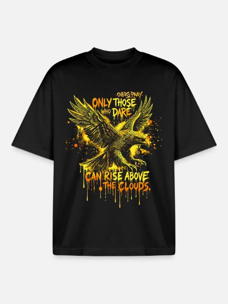 Golden Eagle Tribal Rise - Boxy Heavyweight Unisex Organic T-Shirt by Stanley/Stella - black
