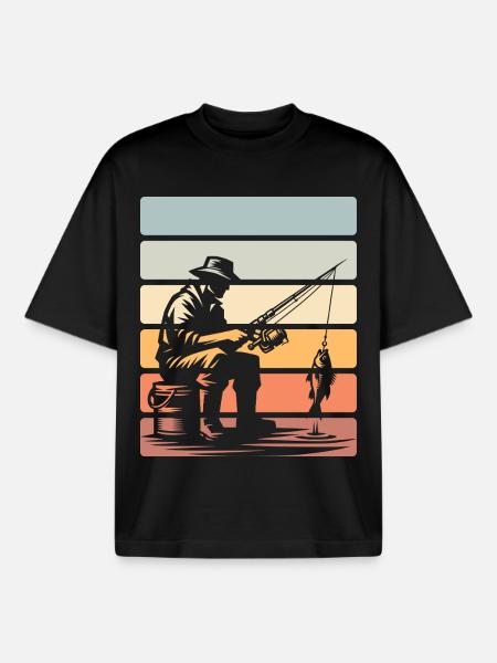 Angeln Angler - Boxy Heavyweight Unisex Organic T-Shirt von Stanley/Stella - Schwarz