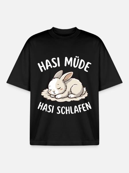 Hasi müde Hasi schlafen - Boxy Heavyweight Unisex Organic T-Shirt von Stanley/Stella - Schwarz
