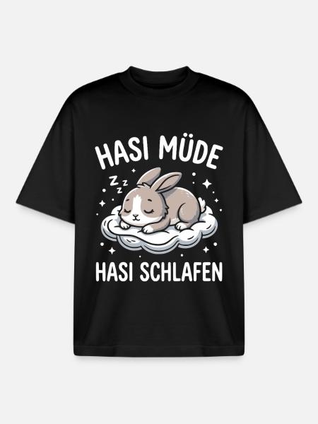 Bunny tired bunny sleeping - Boxy Heavyweight Unisex Organic T-Shirt by Stanley/Stella - black