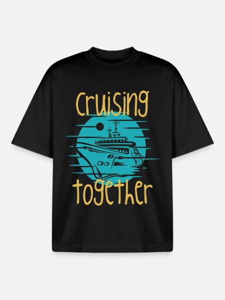 Gemeinsam Kreuzfahrt-Bootsgrafik - Boxy Heavyweight Unisex Organic T-Shirt von Stanley/Stella - Schwarz