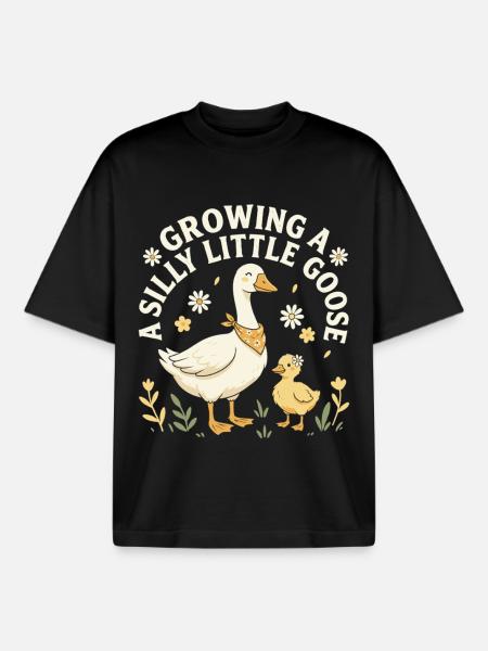 Growing A Silly Little Goose - Boxy Heavyweight Unisex Organic T-Shirt by Stanley/Stella - black