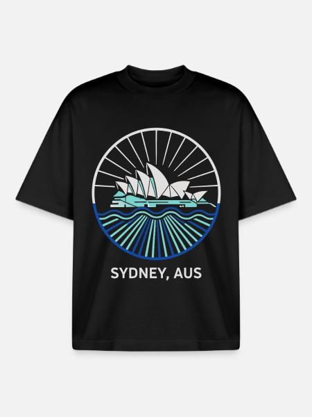 Opéra de Sydney, Australie - T-shirt unisexe boxy épais biologique Stanley/Stella - noir