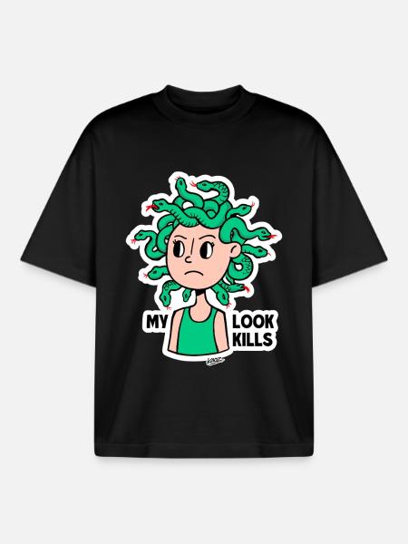 Méduse : Mon Look Fait Mal - T-shirt unisexe boxy épais biologique Stanley/Stella - noir