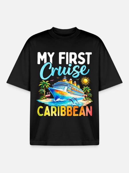 My First Cruise Caribbean - Boxy Heavyweight Unisex Organic T-Shirt by Stanley/Stella - black