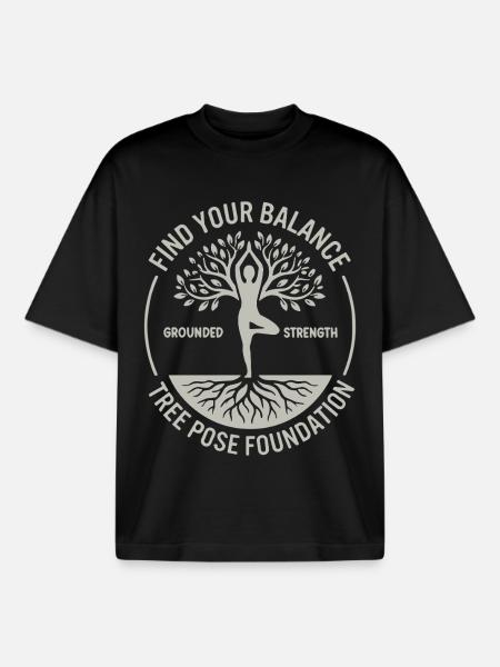 Yoga Find Your Balance Mindfulness - Boxy Heavyweight Unisex Organic T-Shirt by Stanley/Stella - black