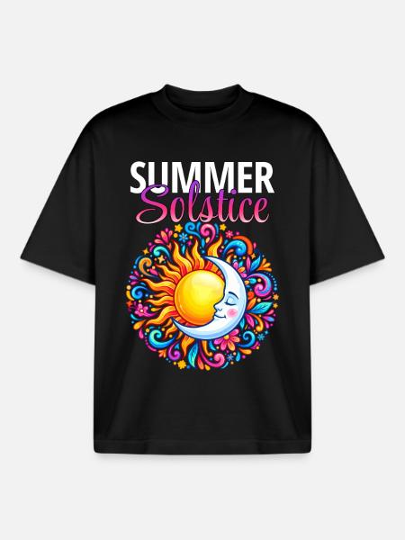 Litha Pagan Solstice d’été Midsommar - T-shirt unisexe boxy épais biologique Stanley/Stella - noir