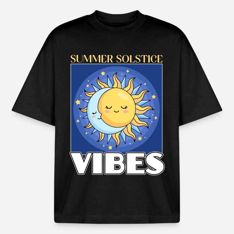 Litha Pagan Solstice d’été Midsommar - T-shirt unisexe boxy épais biologique Stanley/Stella - noir