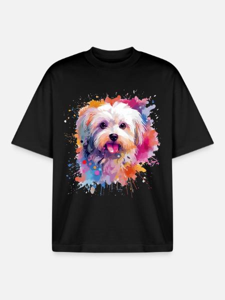 Bunte Malteserhunde-Splash-Art - Boxy Heavyweight Unisex Organic T-Shirt von Stanley/Stella - Schwarz
