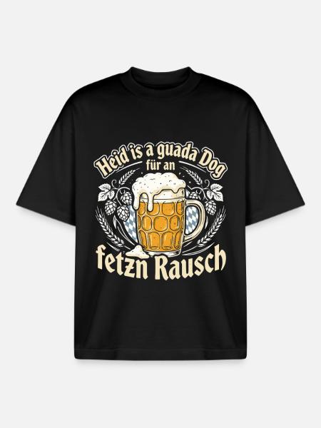 Bayrischer Spruch Bayern Bier - Boxy Heavyweight Unisex Organic T-Shirt von Stanley/Stella - Schwarz