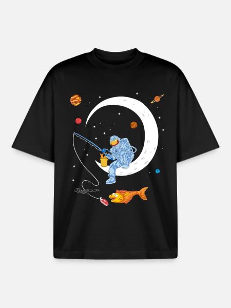Chemise spatiale de pêche d’astronaute - T-shirt unisexe boxy épais biologique Stanley/Stella - noir