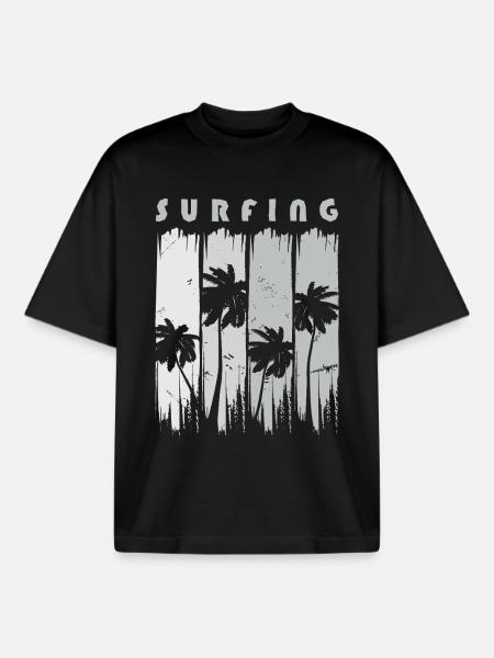 Surf Surfen Surfer - T-shirt unisexe boxy épais biologique Stanley/Stella - noir