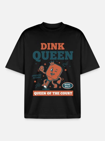 Pickleball Dink Queen Queen Of The Court Player - Boxy Heavyweight Unisex Organic T-Shirt by Stanley/Stella - black