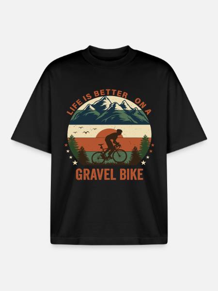 Livet er bedre gruscykel Cykelnatur - Stanley/Stella unisex boxy heavyweight T-shirt økologisk - sort