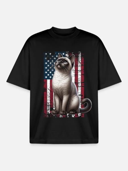 Siamese Cat US Siamkatze - Boxy Heavyweight Unisex Organic T-Shirt by Stanley/Stella - black