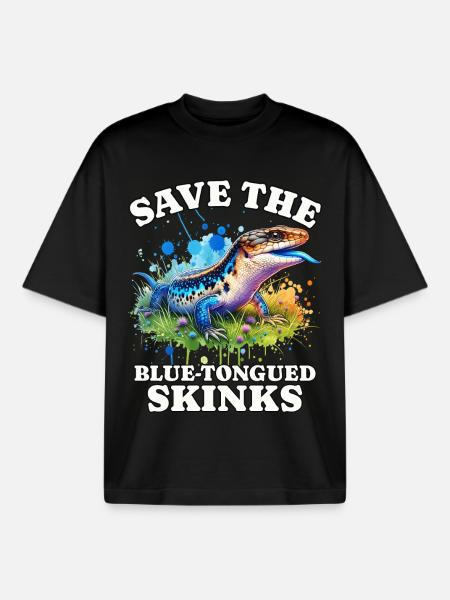 Save Bluetongue Skink - Boxy Heavyweight Unisex Organic T-Shirt by Stanley/Stella - black