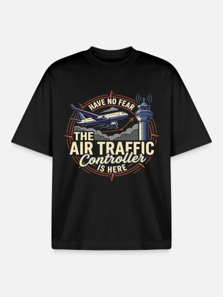 Air Traffic Controller Airplane Tower Saying - Boxy Heavyweight Unisex Organic T-Shirt by Stanley/Stella - black