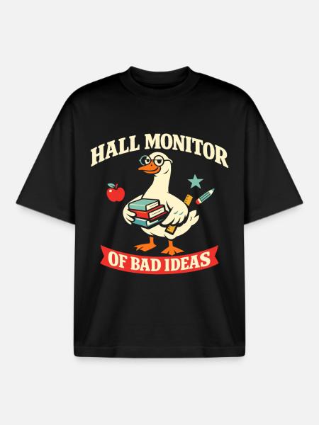 Goose with school humor - Boxy Heavyweight Unisex Organic T-Shirt by Stanley/Stella - black