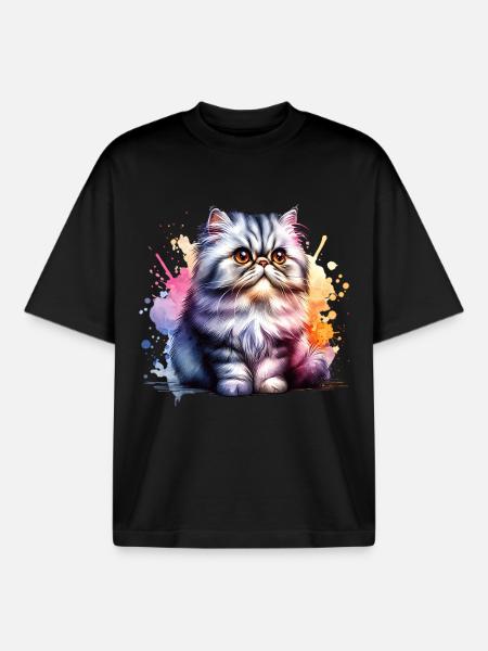 Perserkatze Geschenk - Boxy Heavyweight Unisex Organic T-Shirt von Stanley/Stella - Schwarz