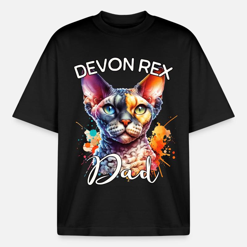 Devon Rex Dad - Boxy Heavyweight Unisex Organic T-Shirt by Stanley/Stella - black