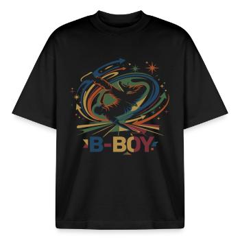 Breakdance B-Boy Graffiti Streetdance - Boxy Heavyweight Unisex Organic T-Shirt von Stanley/Stella - Schwarz - Vorne - AI Model Male 185 light (185cm) & AI Model Female 172 dark (172cm)
