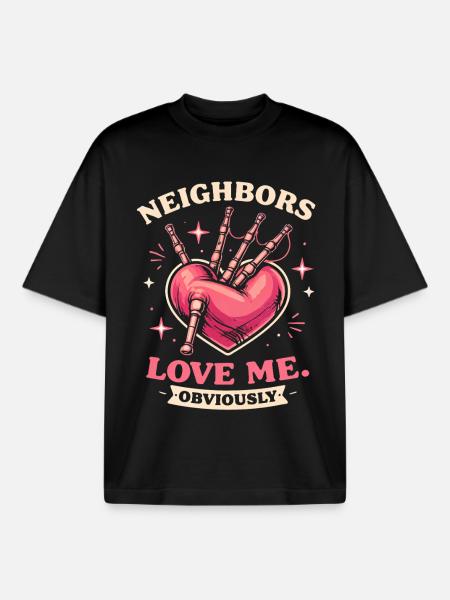 Bagpipes Bagpiper Bagpipe - Boxy Heavyweight Unisex Organic T-Shirt by Stanley/Stella - black