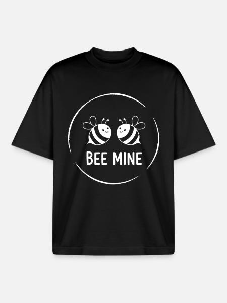 Bee Mine Valentine's Day Bee - Boxy Heavyweight Unisex Organic T-Shirt by Stanley/Stella - black