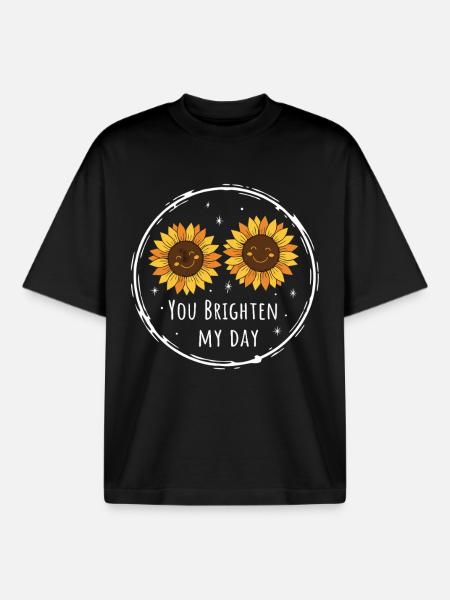 Sunflowers You Brighten Day - Boxy Heavyweight Unisex Organic T-Shirt by Stanley/Stella - black