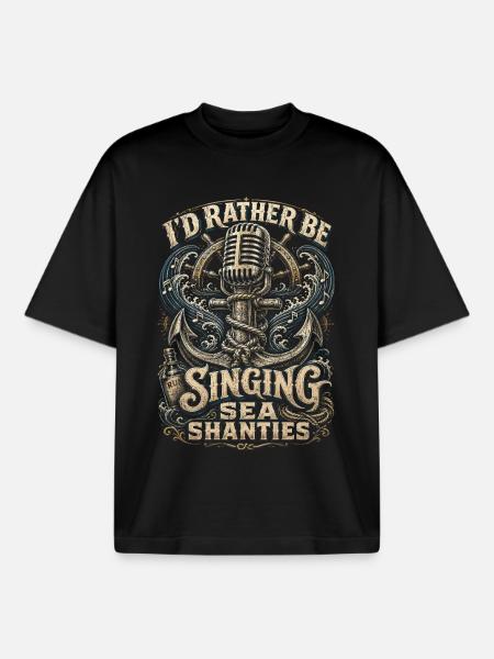 Chansons marines de chœur de bidonvilles - T-shirt unisexe boxy épais biologique Stanley/Stella - noir