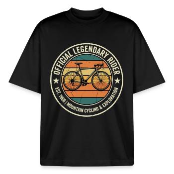 Vintage Rennrad 1966 Mountainbike - Boxy Heavyweight Unisex Organic T-Shirt von Stanley/Stella - Schwarz - Vorne - AI Model Male 185 light (185cm) & AI Model Female 172 dark (172cm)