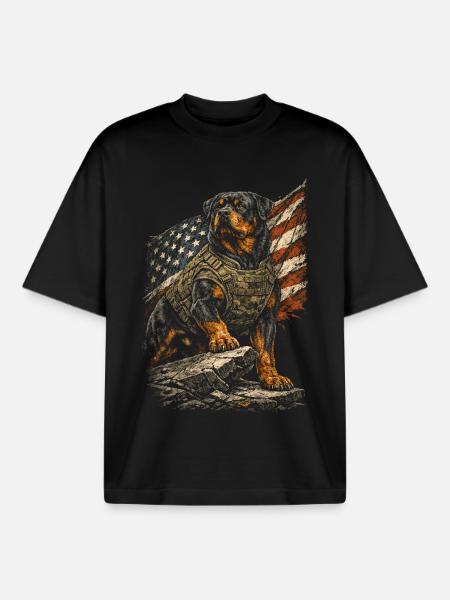 Rottweiler Dog - Boxy Heavyweight Unisex Organic T-Shirt by Stanley/Stella - black